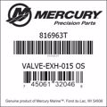 Bar codes for Mercury Marine part number 816963T