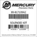 Bar codes for Mercury Marine part number 89-817109A2