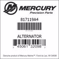 Bar codes for Mercury Marine part number 817119A4
