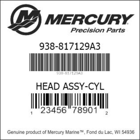 Bar codes for Mercury Marine part number 938-817129A3