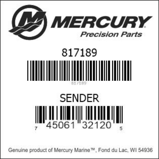 Bar codes for Mercury Marine part number 817189