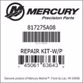 Bar codes for Mercury Marine part number 817275A08