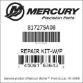 Bar codes for Mercury Marine part number 817275A08