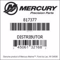 Bar codes for Mercury Marine part number 817377