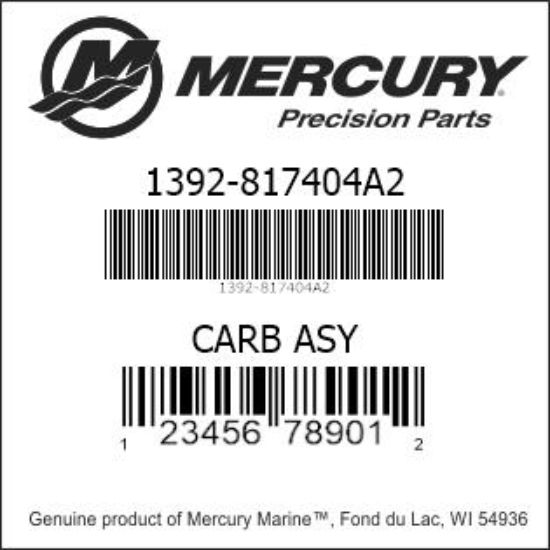 Bar codes for Mercury Marine part number 1392-817404A2