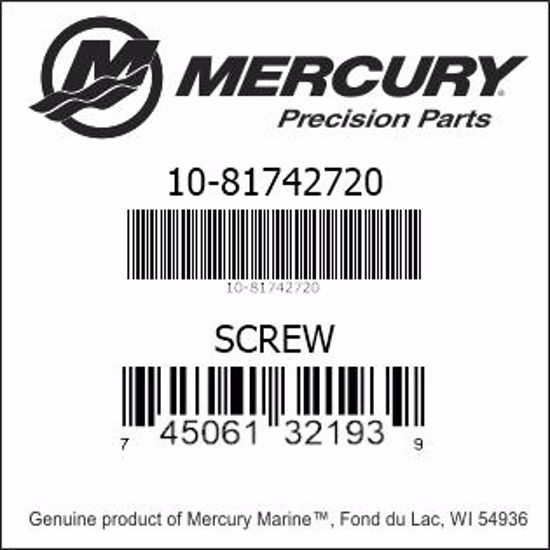 Bar codes for Mercury Marine part number 10-81742720