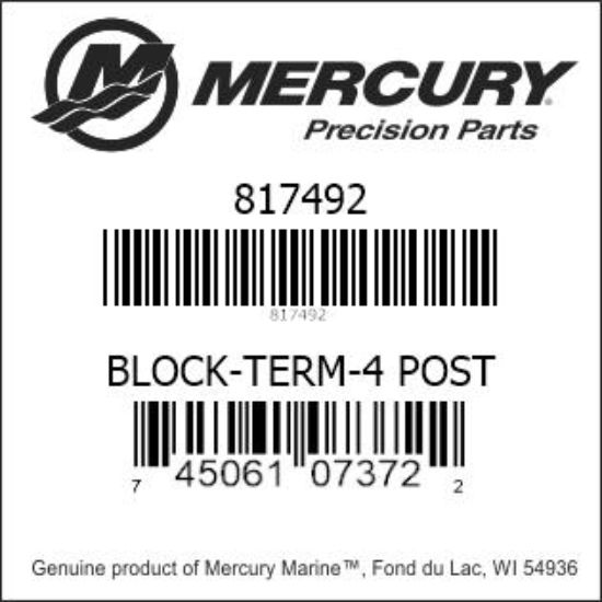 Bar codes for Mercury Marine part number 817492