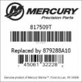 Bar codes for Mercury Marine part number 817509T