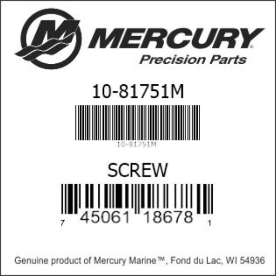 Bar codes for Mercury Marine part number 10-81751M