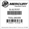 Bar codes for Mercury Marine part number 91-817570T