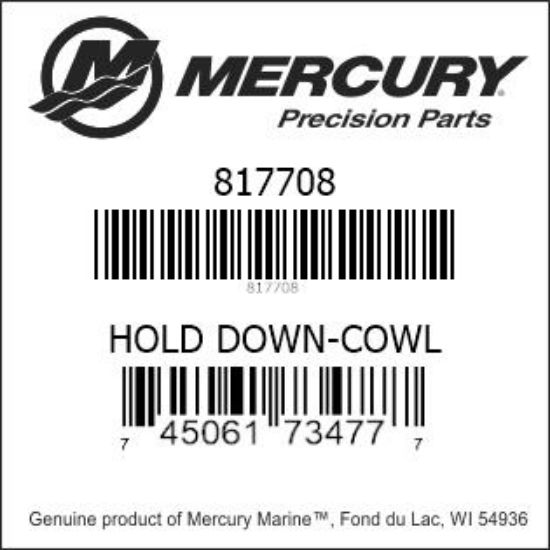 Bar codes for Mercury Marine part number 817708