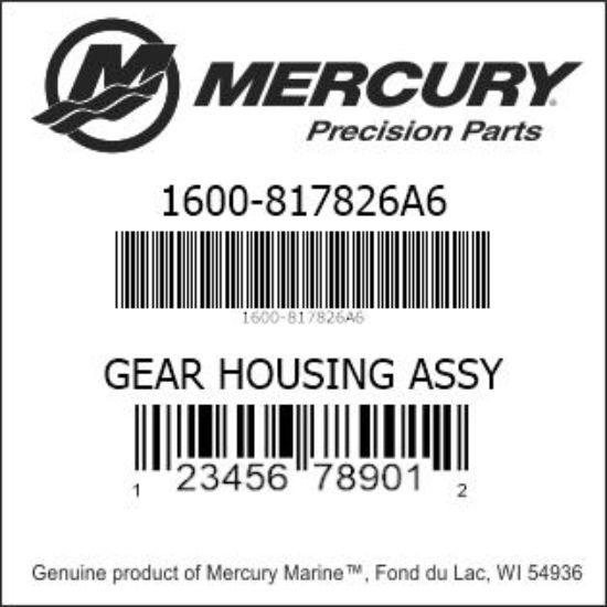Bar codes for Mercury Marine part number 1600-817826A6