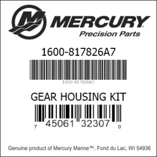Bar codes for Mercury Marine part number 1600-817826A7