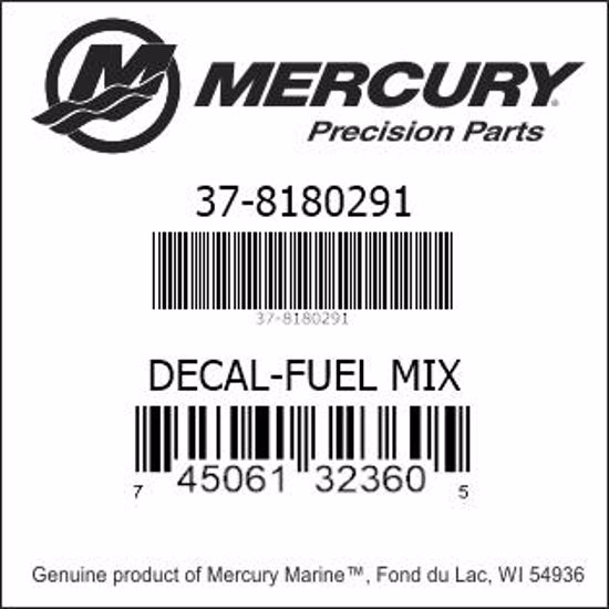 Bar codes for Mercury Marine part number 37-8180291