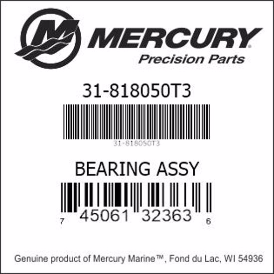 Bar codes for Mercury Marine part number 31-818050T3