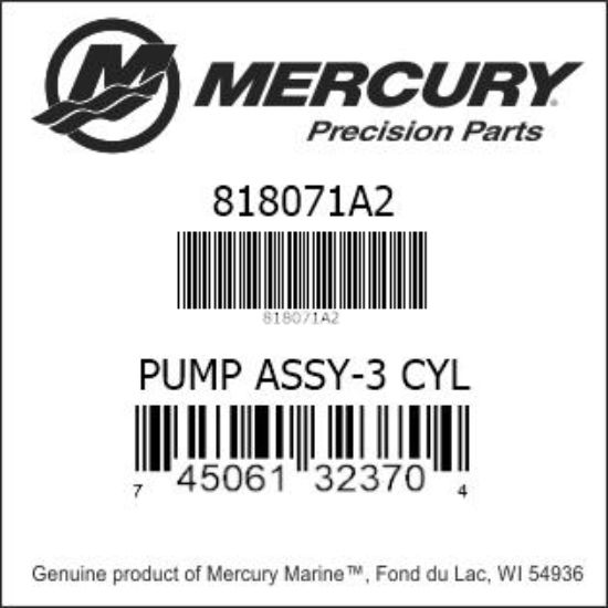Bar codes for Mercury Marine part number 818071A2