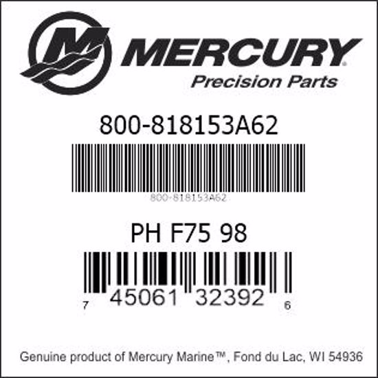 Bar codes for Mercury Marine part number 800-818153A62