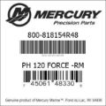 Bar codes for Mercury Marine part number 800-818154R48