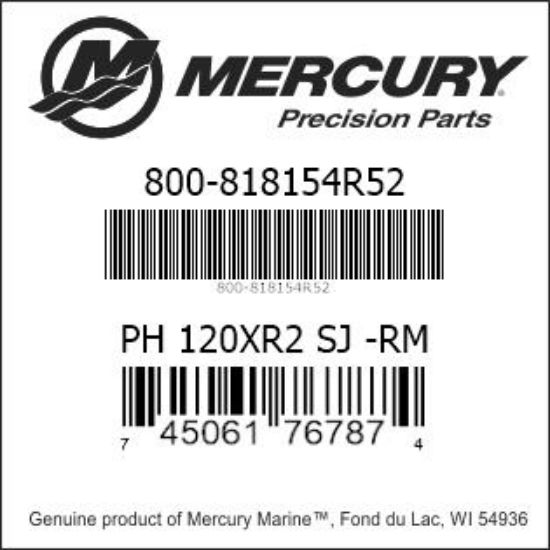 Bar codes for Mercury Marine part number 800-818154R52