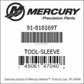 Bar codes for Mercury Marine part number 91-818169T