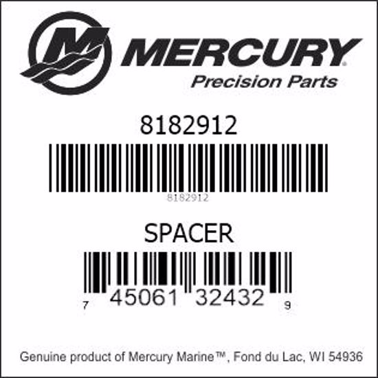 Bar codes for Mercury Marine part number 8182912