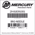 Bar codes for Mercury Marine part number 29-818391001