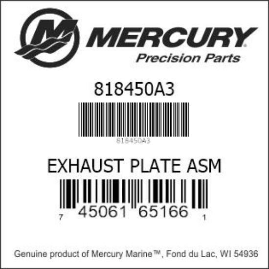 Bar codes for Mercury Marine part number 818450A3