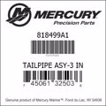 Bar codes for Mercury Marine part number 818499A1