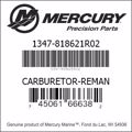 Bar codes for Mercury Marine part number 1347-818621R02