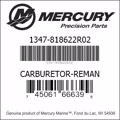 Bar codes for Mercury Marine part number 1347-818622R02