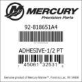 Bar codes for Mercury Marine part number 92-818651A4