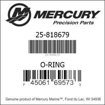 Mercury Marine part number 25-818679 O-RING Bar codes for Mercury Marine part number 25-818679