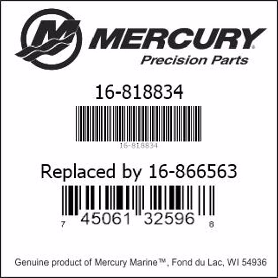 Bar codes for Mercury Marine part number 16-818834