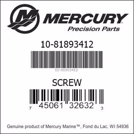 Bar codes for Mercury Marine part number 10-81893412