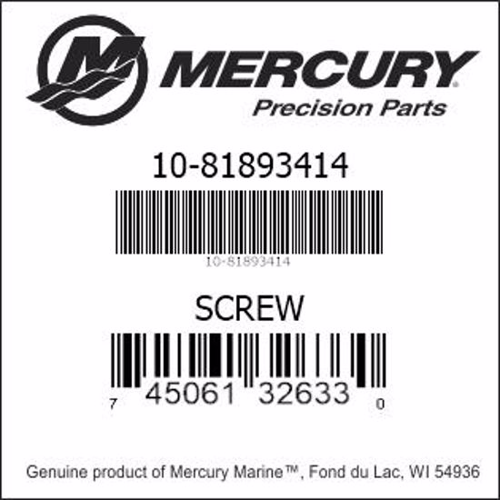 Bar codes for Mercury Marine part number 10-81893414