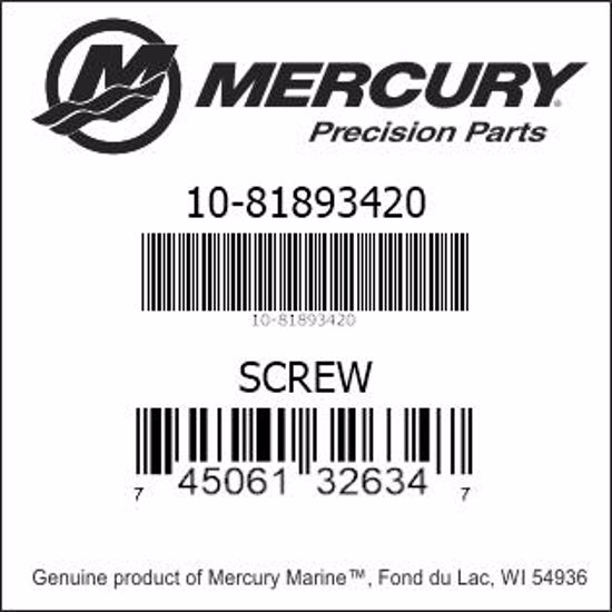Bar codes for Mercury Marine part number 10-81893420