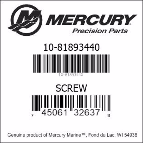 Bar codes for Mercury Marine part number 10-81893440
