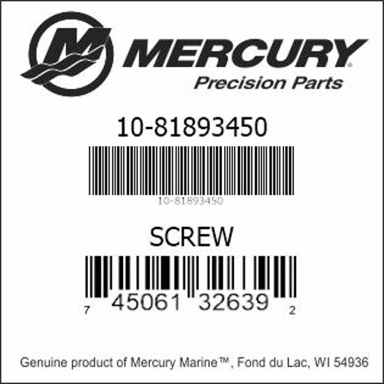 Bar codes for Mercury Marine part number 10-81893450