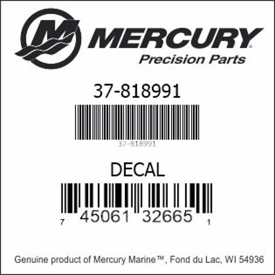 Bar codes for Mercury Marine part number 37-818991