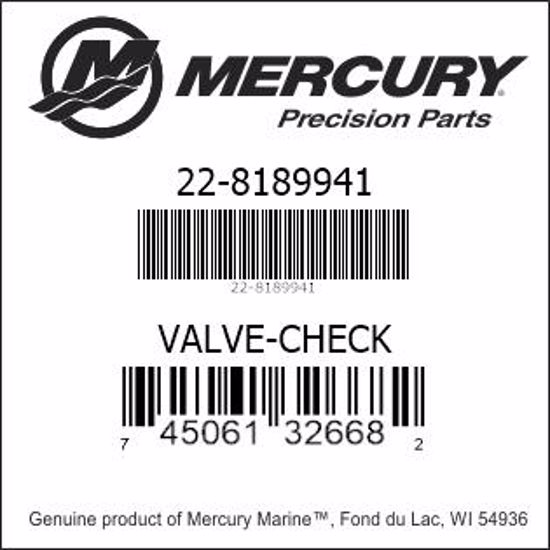 Bar codes for Mercury Marine part number 22-8189941