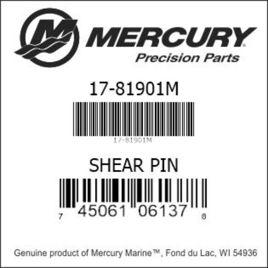 Bar codes for Mercury Marine part number 17-81901M