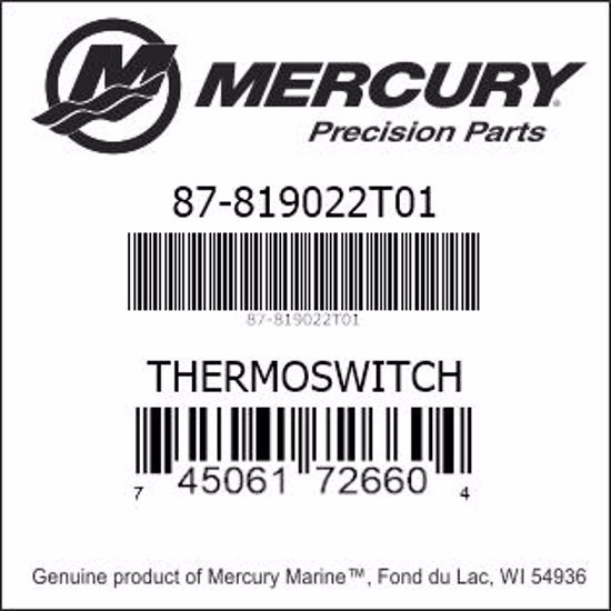 Bar codes for Mercury Marine part number 87-819022T01
