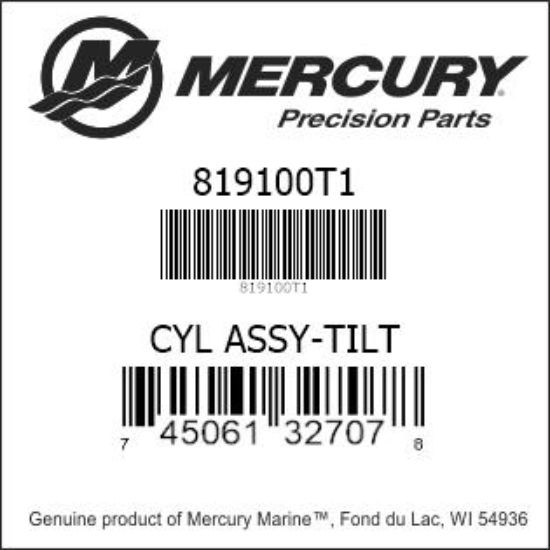 Bar codes for Mercury Marine part number 819100T1