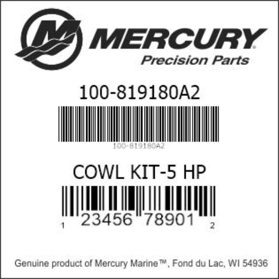 Bar codes for Mercury Marine part number 100-819180A2