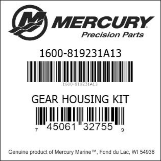 Bar codes for Mercury Marine part number 1600-819231A13
