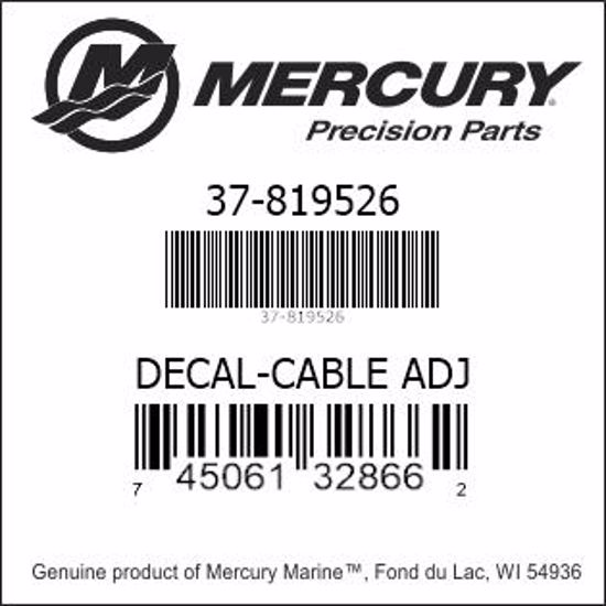 Bar codes for Mercury Marine part number 37-819526