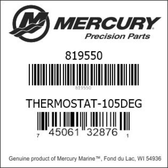Bar codes for Mercury Marine part number 819550
