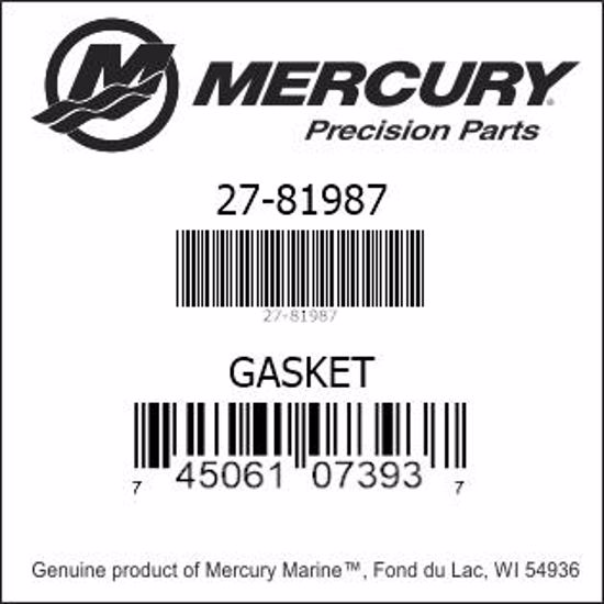 Bar codes for Mercury Marine part number 27-81987