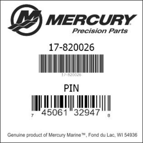 Bar codes for Mercury Marine part number 17-820026