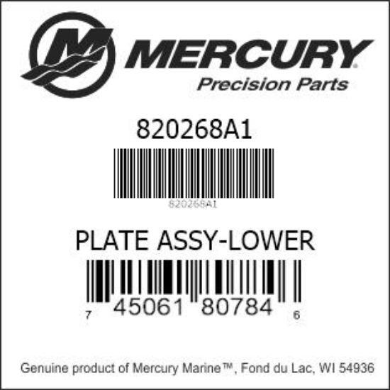 Bar codes for Mercury Marine part number 820268A1